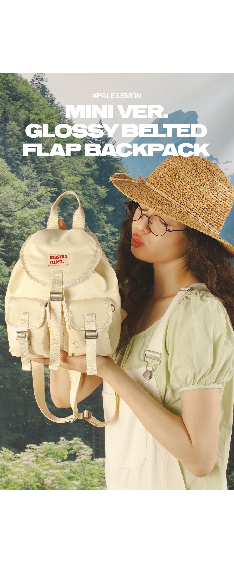 ★masmarulez★ Mini glossy belted backpackPale Lemon MUSINSA | MASMARULEZ [INT] mini ver. Glossy belted flap